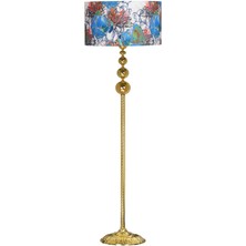 Epifanio Vega Gold Üçlü Küre Tek Ayaklı Metal Lambader - Flowers Desenli