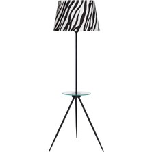 Epifanio Nevers Statik Siyah Cam Sehpalı Metal Lambader - Zebra