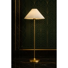 Epifanio Lucent Krem Kırma Şapkalı Lambader – Metal Gövde, Modern Salon ve Oturma Odası Lambader