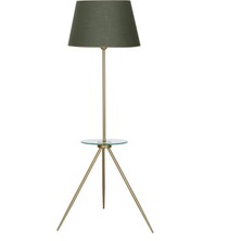 Epifanio Nevers Eskitme Mat Gold Cam Sehpalı Metal Lambader - Haki