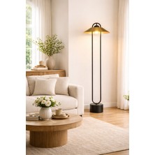 Vinner Atelier Halo Bronze Modern Lambader Siyah Metal Gövdeli Bronz Şapkalı Dekoratif Salon Lambası