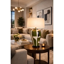 Vinner Luxury Verde Cross El Yapımı Seramik Abajur – Modern & Art Deco Salon Aydınlatması