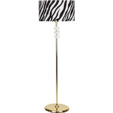 Epifanio Lille Gold Kaplama Üçlü Kare Kristal Detaylı Metal Lambader - Zebra Desenli