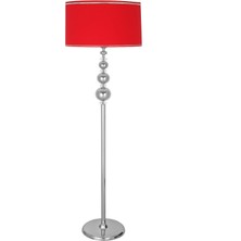 Epifanio Kristal Taşlı Üçlü Küre Krom Kaplama Metal Lambader - Krom Kırmızı