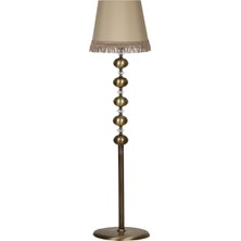 Epifanio Eskitme 5'li Kristal Taşlı Küre Lambader - Sütlü Kahve Püskül