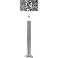 Epifanio Odeon Krom Kaplama Küre Detaylı Metal Çubuk Lambader - Leopar Desenli