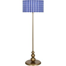 Epifanio Lima Eskitme Kaplama Düz Metal Ayaklı Lambader - Mavi Beyaz Ekose