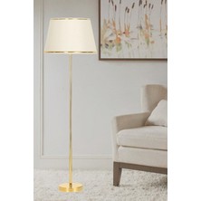 Epifanio Only Gold Kaplama Tek Ayaklı Metal Lambader - Gold Şeritli Krem