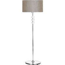 Epifanio Lille Krom Kaplama Üçlü Kare Kristal Detaylı Metal Lambader - Gri Yaldızlı