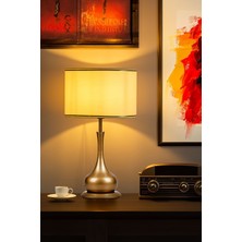 Vinner Noa Caen Eskitme Mat Gold Modern Metal Abajur - Gold Şeritli Krem