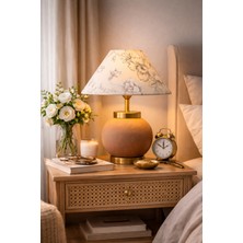 Vinner Velora Terracotta Seramik Gold Detaylı Premium Abajur Salon ve Yatak Odası Aydınlatması