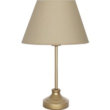 Vinner Onze Eskitme Mat Gold Metal Abajur, Masa Lambası - Hasır Bej