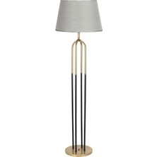 Vinner Eskitme  Mat Gold Detaylı Metal Lambader - Pre Gri