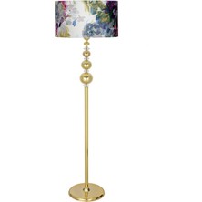 Vinner Kristal Taşlı Üçlü Küre Gold Kaplama Metal Lambader - Gül Desenli