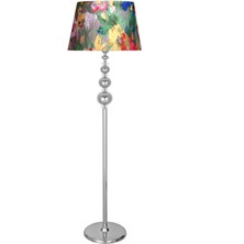 Vinner Kristal Taşlı Üçlü Küre Krom Kaplama Metal Lambader - Violet