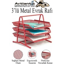 Artlantis Renkli Metal Evrak Rafı 3 Lü 1 Paket Masa Üstü A4 Dosya Düzenleyici Kağıt Tepsisi Metal Fileli Üç Katlı Hareketli Perfore