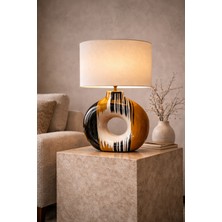 Vinner Luxury Aura Halo Handmade El Yapımı Seramik Abajur – Krem Silindir Şapkalı, E27, 55 cm