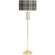 Epifanio Bourges Gold Kaplama Özel Tasarım Metal Lambader - Haki Ekose Desenli