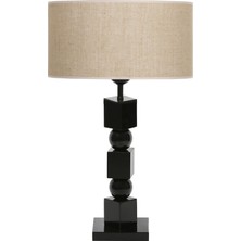 Epifanio Siyah Ahşap Abajur - Çuval Bezi Efektli