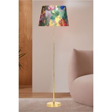 Epifanio Only Gold Kaplama Tek Ayaklı Metal Lambader - Violet Desenli