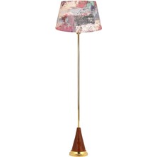 Epifanio Nancy Ahşap Ayaklı Gold Metal Lambader - Red Mixed Desenli