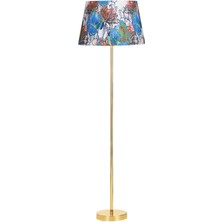 Epifanio Conic Gold Kaplama Paslanmaz Metal Tek Ayaklı Lambader - Flowers Desenli