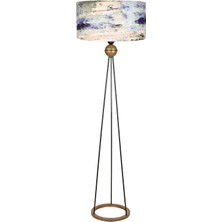 Epifanio Lyon Siyah Kaplama Eskitme Küre Detaylı Metal Lambader - Blue Mixed Desenli