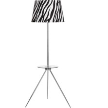 Epifanio Nevers Krom Kaplama Cam Sehpalı Metal Lambader - Zebra