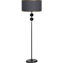 Epifanio Delhi Siyah Çift Küre Kristal Taşlı Metal Lambader - Gold Şeritli Antrasit