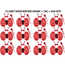 Eco Port Uğur Böceği Kostüm Seti - Kanat Taç Asa 3 Parça 12 Adet