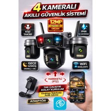 O-Kam OK203 Wifi 12MP 4 Lens Gece Görüş Sesli Lens Akıllı Güvenlik Kamerası