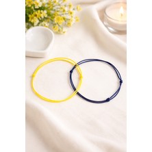 Crystal Atelier Sarı Lacivert Taraftar Makrome Örgü Ikili Bileklik Kaydırmalı Kilit Ayarlanabilir Unisex