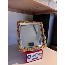 ZaTen Pazar Gül Dalı Çerçeveli 2 Adet Gümüş Kare Kahve Sunum Tepsisi