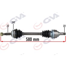 GVA Zengemtx Komple Aks Sol Opel-Meriva A 1.6 03-10 Abs Li 29 Diş 580MM