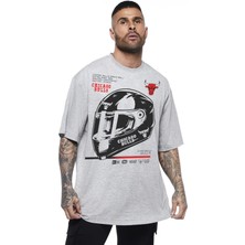 Rock&roll Chicago Racing Oversize Gri Erkek Tişört