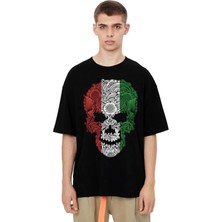 ROCKANDROLL Italyan Kurukafa Oversize Siyah Erkek Tişört