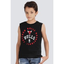 Rock&roll Bulls Basket Siyah Kesik Kol Erkek Çocuk T-Shirt