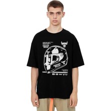 Rock&roll Chicago Racing Oversize Siyah Erkek Tişört