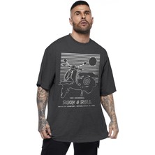 Rock&roll Çizgili Scooter Oversize Antrasit Erkek Tişört