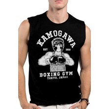 Rock&Roll Rock &roll Anime Boksör Siyah Kesik Kol | Kolsuz Erkek Tshirt | Atlet
