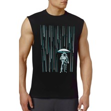 Rock&Roll Rock &roll Uzay Yağmuru Siyah Kesik Kol | Kolsuz Erkek Tshirt | Atlet