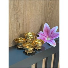 ZaTen Pazar 6 Adet Kale Serisi Gold Renk Metal Lokumluk Şekerlik Kahve Yanı Sunumluk