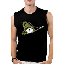 Rock&Roll Rock &roll Fermuarlı Teddy Siyah Kesik Kol | Kolsuz Erkek Tshirt | Atlet