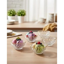 ZaTen Pazar 6’lı Gold Yaldızlı Elmas Kesim Cam Kase Sunum Seti - Dondurmalık & Çerezlik