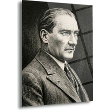 Shiny Art Atatürk Çizim Portre Cam Tablo – ATA307