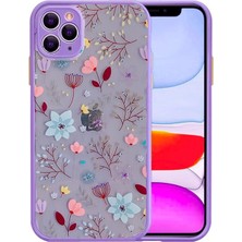 Daniska iPhone 11 Pro Max 6.5inç Kamera Korumalı Çiçek Desenli Silikon KILIF-(5775)