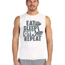 Rock&Roll Rock &roll Gym Hayatı Beyaz Kesik Kol | Kolsuz Erkek Tshirt | Atlet