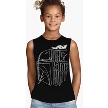 Rock&roll Kaskda Yoda Siyah Kesik Kol Kız Çocuk T-Shirt