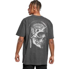 Rock&roll Disk Kafa Oversize Antrasit Erkek Tişört