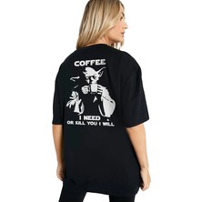 Rock&roll Yoda Kahvesi Oversize Siyah Kadın Tişört
